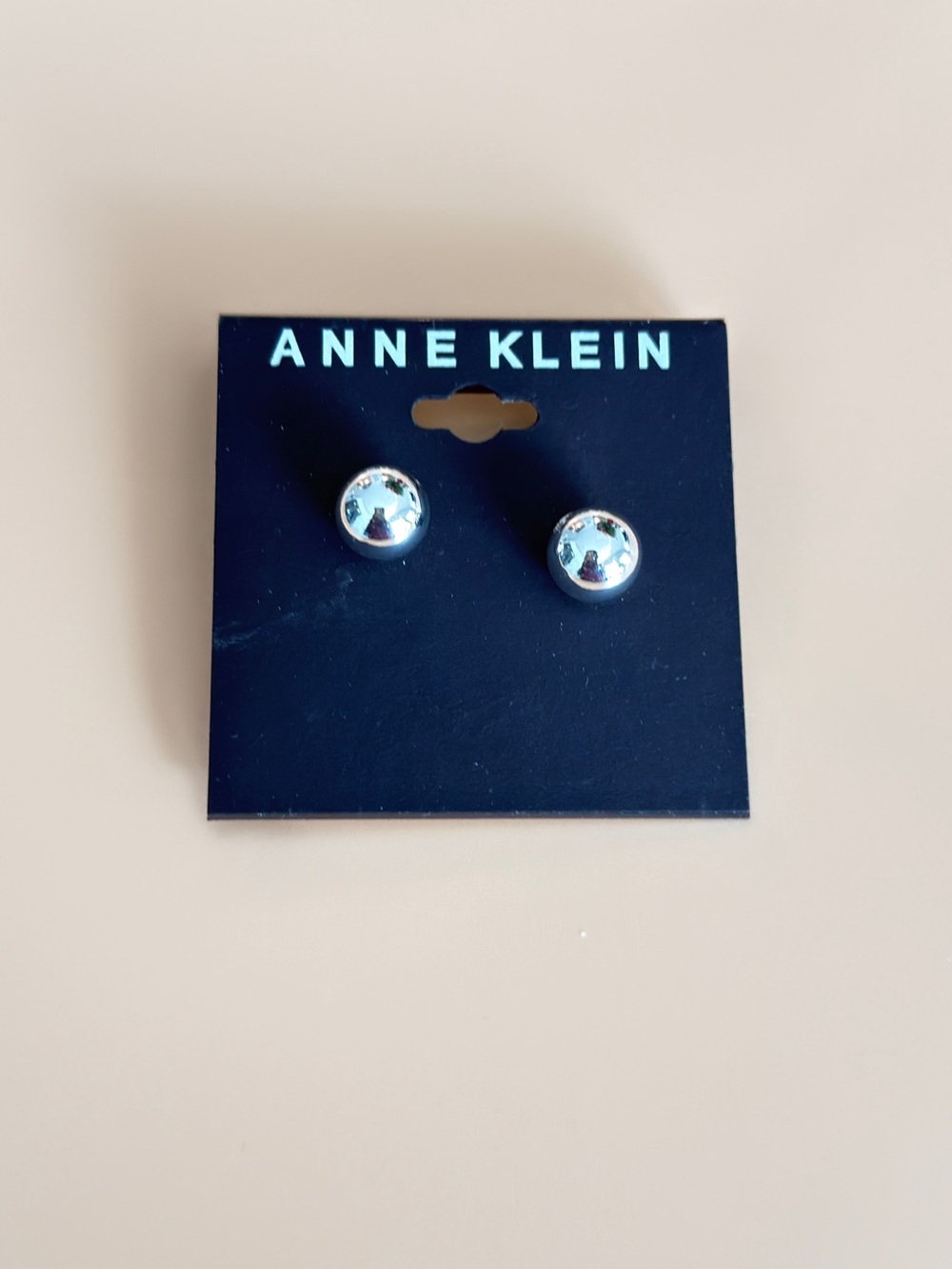 Anne Klein Silver Round Dome Stud Earrings